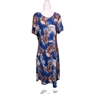 the hawaiian original dress Xl Midi Shrt Sleeve Flowy Light Floral Made …